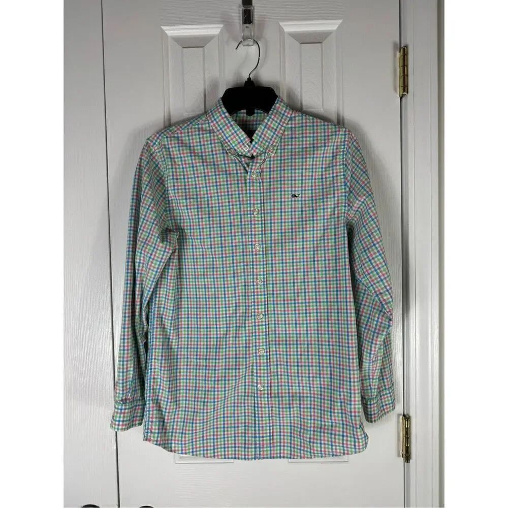 Vineyard Vines Boys Whale Button Up Shirt Size 16